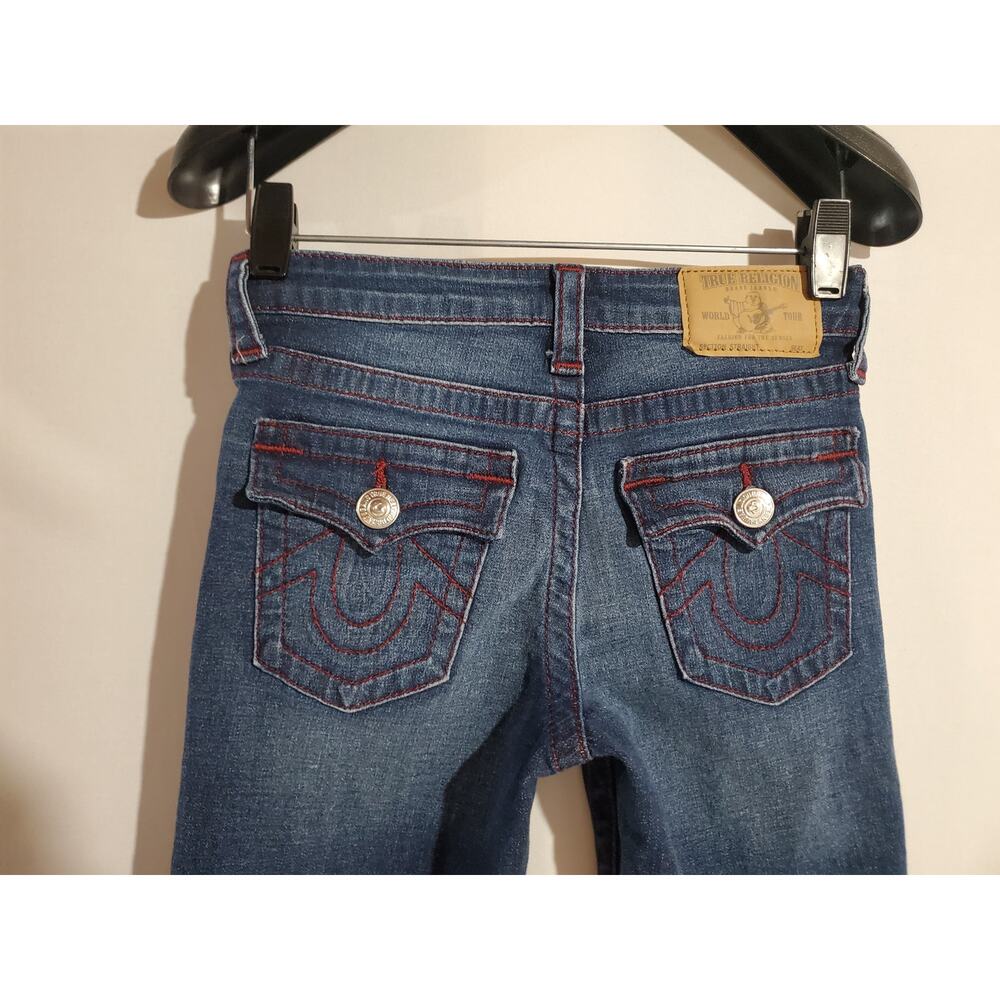 True Religion Kids SE Straight Flap Pocket Dark Wash Jeans Size 8 Youth Unisex - Picture 4 of 9